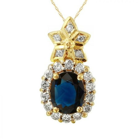 Foreli 2.05CTW Sapphire And Diamond 18k Yellow Gold Necklace