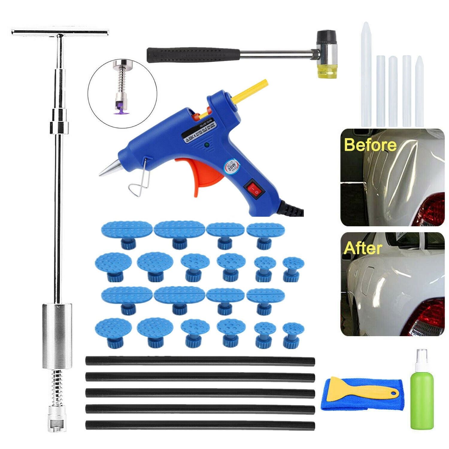 Car Paintless Dent Repair Removal Tool Kit Glue Gun Dent Lifter Puller Tabs 