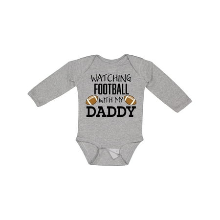 

Inktastic Watching Football with My Daddy Gift Baby Boy or Baby Girl Long Sleeve Bodysuit