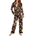 thumbnail image 4 of DISNIMO Butterfly Mushroom Print Women Pajama Sets Long Sleeve Sleepwear with Long Pants 2 Piece Lounge Set with Pockets Button Down Loungewear Nightwear, XS, 4 of 7