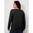thumbnail image 4 of JYLFC Womens Plus Size V-Neck T-Shirts Long Sleeve Tops Casual Basic Shirts, Black 2XL, 4 of 5