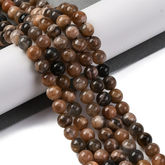 Natural Black Moonstone Beads Strands Round 6~7mm Hole: 1mm about 65pcs/strand 15.43''(39.2cm)