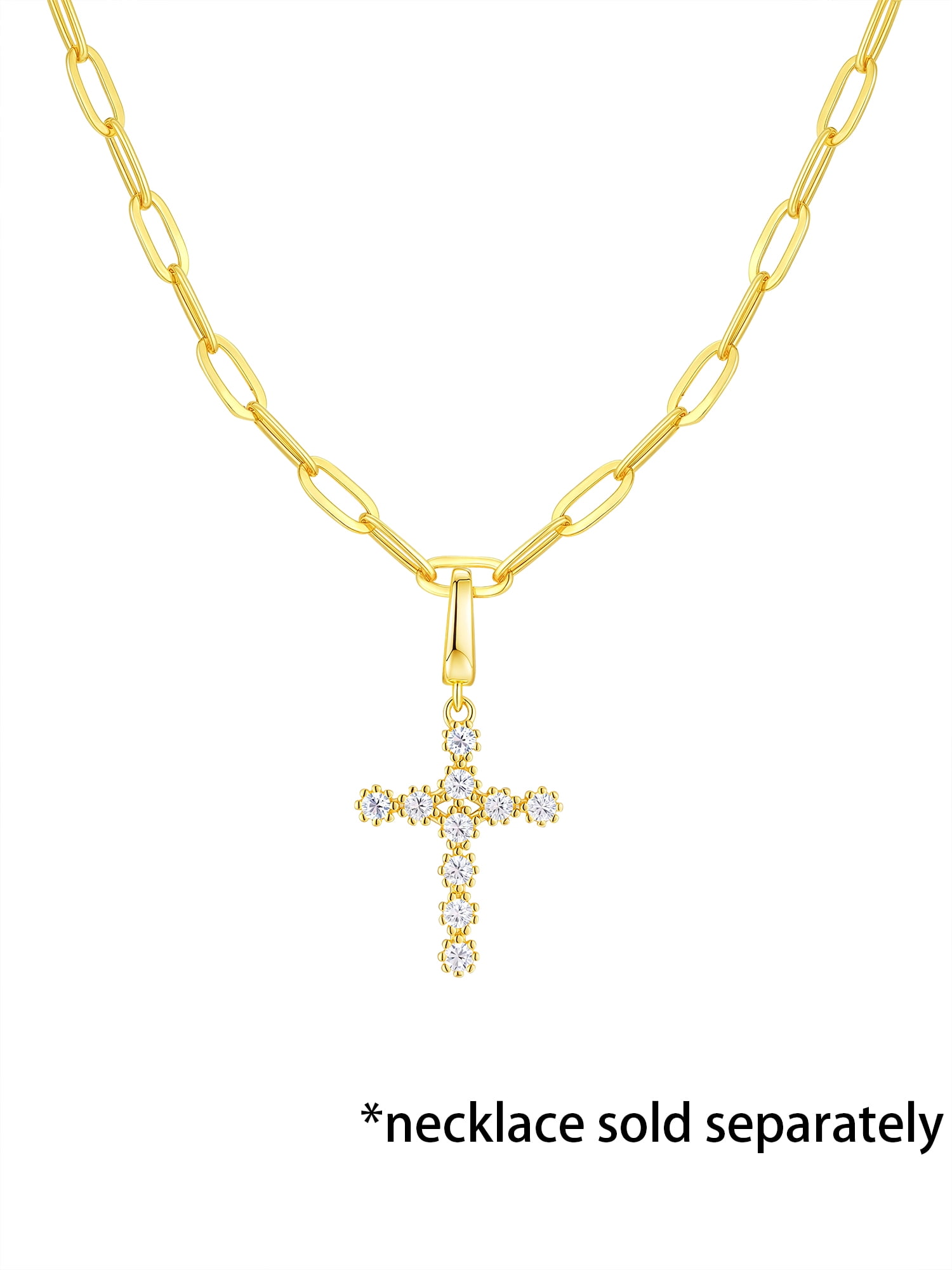 Brilliance Fine Jewelry Simulated Diamonds Cross Charm in 14KT Gold Plated Sterling Silver