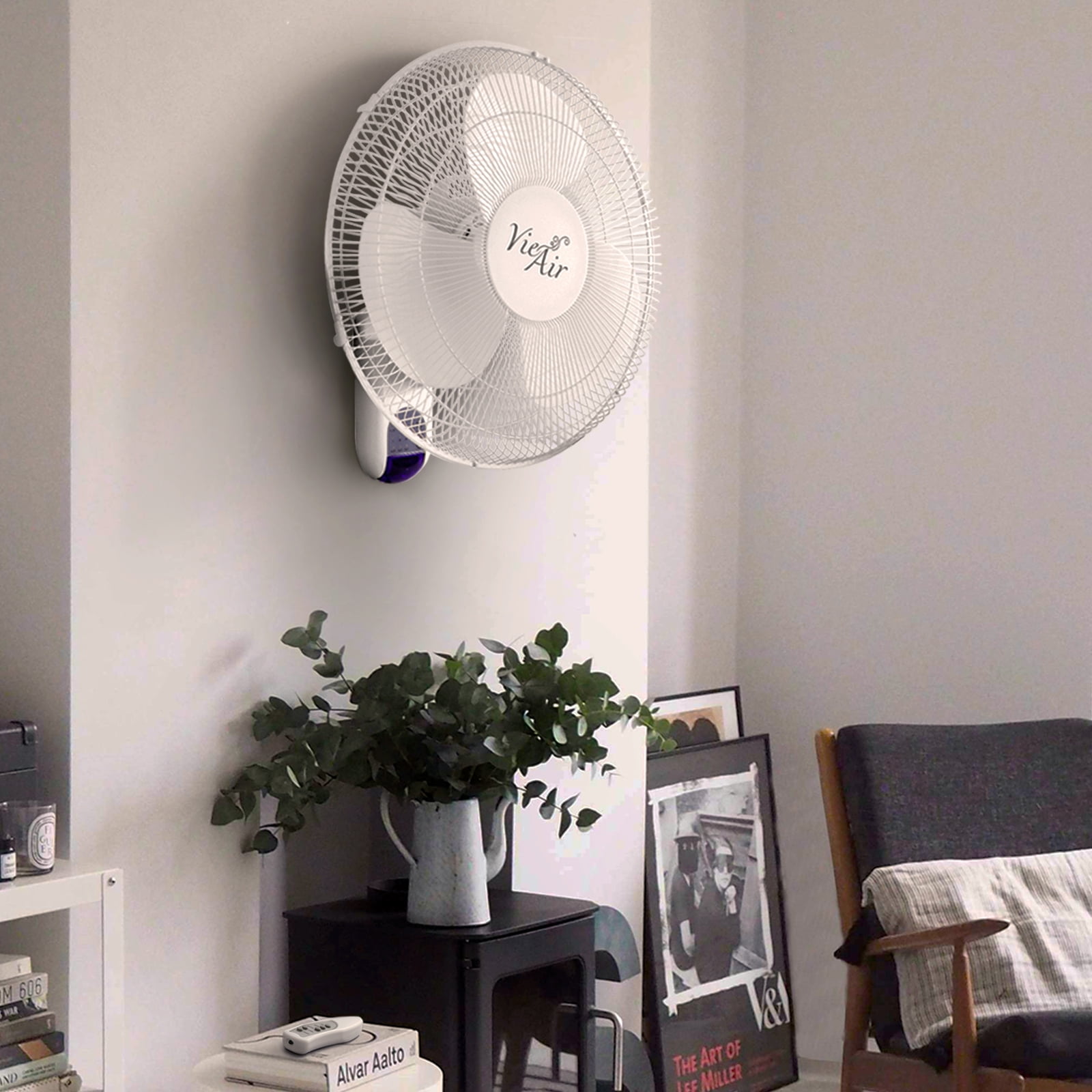 Vie Air 16" Pedestal Wall Fan, White