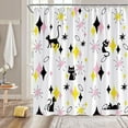 thumbnail image 2 of Atomic Starburst Cat Shower Curtain Mid Century Modern Abstract Geometric Diamond Star Iconic 1950s 1960s Pink Yellow Black Bathroom Home Curtain Decor with Hooks,70" Wx70 H, 2 of 6