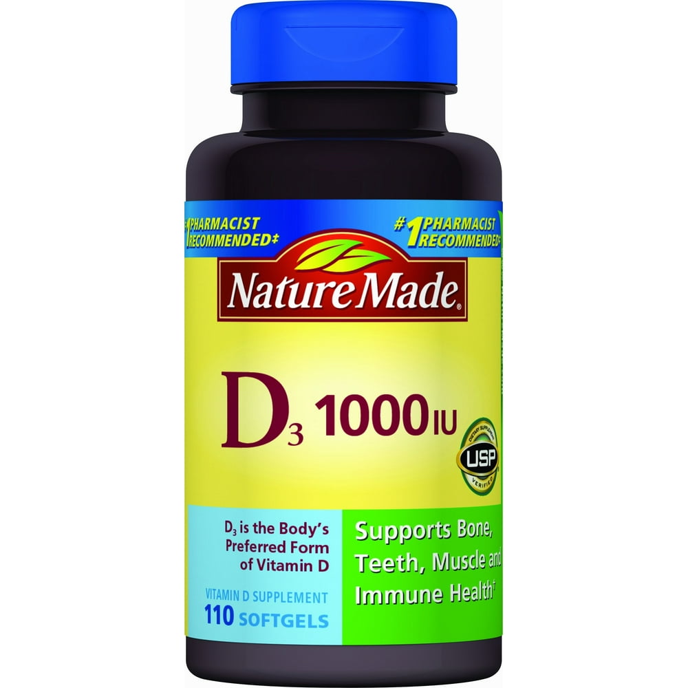 Nature Made Vitamin D3 1000 IU Softgels, 110 Ct - Walmart.com - Walmart.com