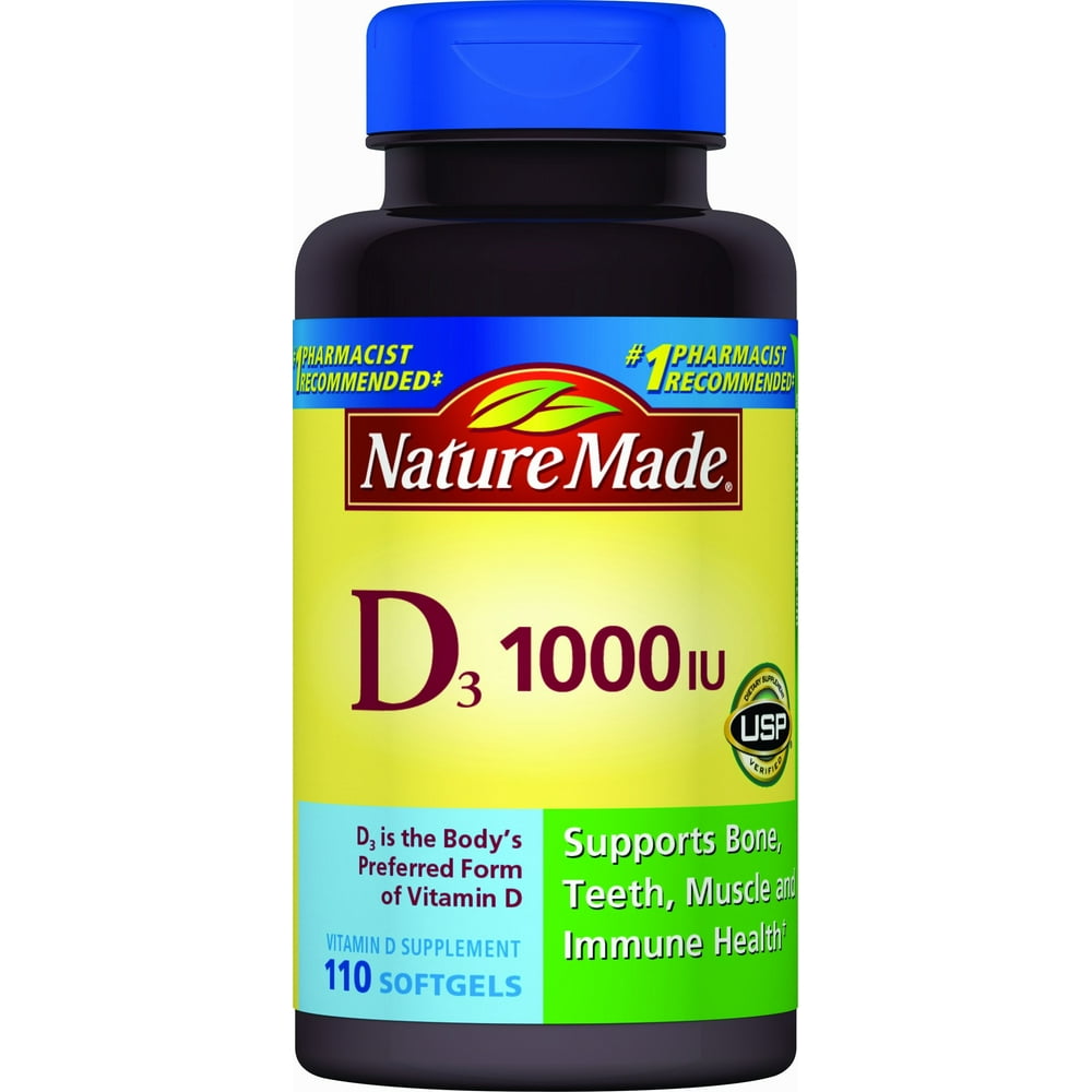 Nature Made Vitamin D3 1000 IU Softgels, 110 Ct