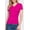 Magenta, variant on Women's Casual Short Sleeve Solid V-Neck W/Pocket Rib Top