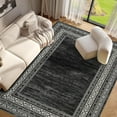 thumbnail image 2 of Modern 9x12 Black Area Rugs for Living Room, Soft Washable Bedroom Rug, Large Non Slip Accent Carpet for Dining Room, Ultra Thin Geometric Bordered Floor Cover for Nursery Office, 2 of 8