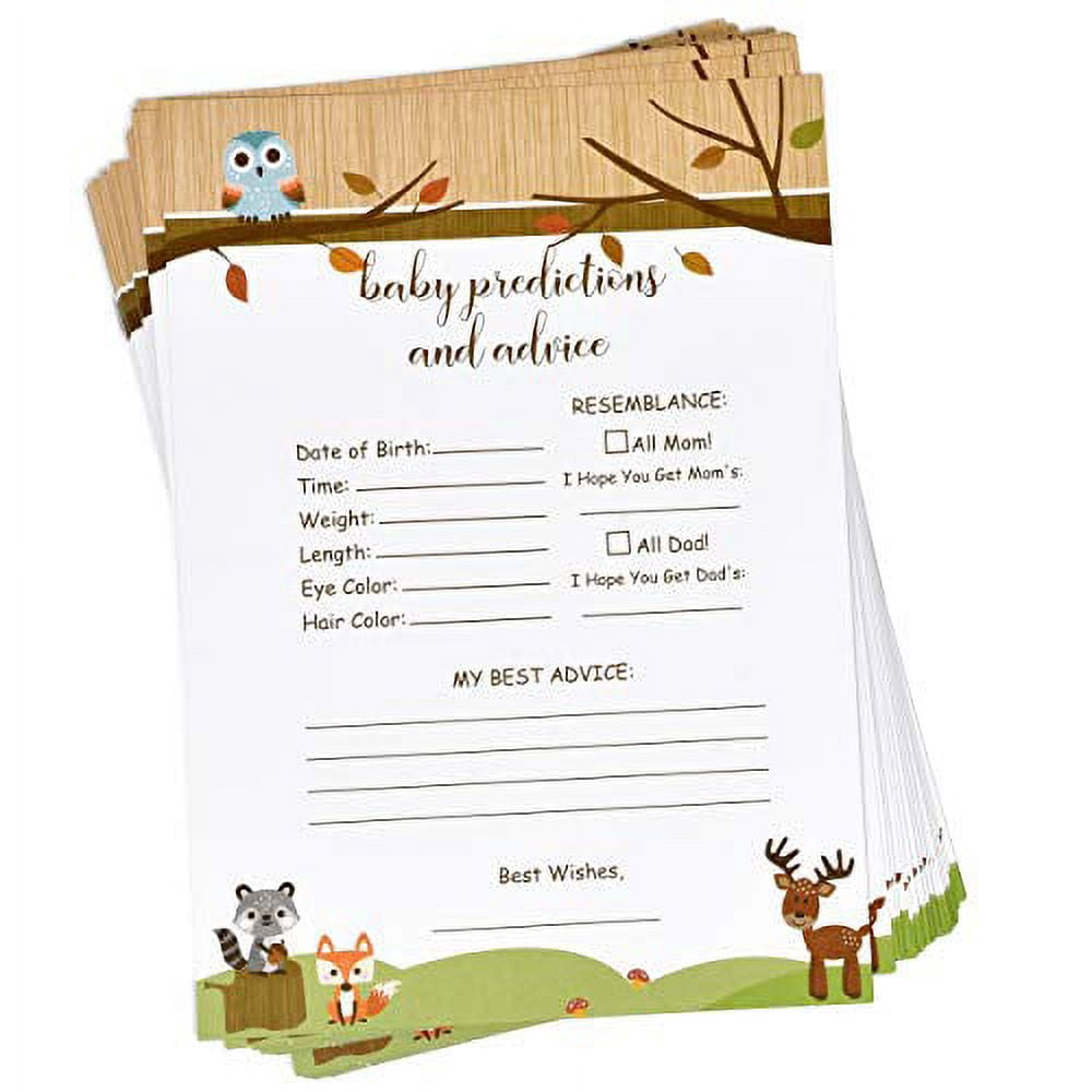 Woodland Creatures Baby Shower Games Set, Neutral for Boys & Girls, Includes 6 Fun Games, Total 300 Cards
