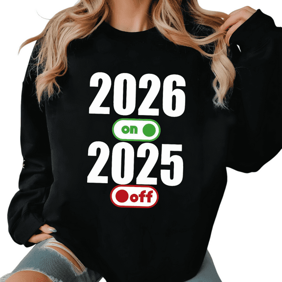 2026 On Off Theme Graphic Cotton Tee T Shirt White Green Red Pattern Tops Round-neck long-sleeved Black S-3XL