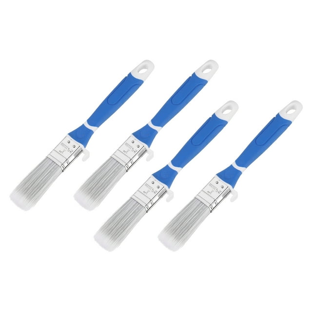 Uxcell 1" Width Angle Paint Brush Synthetic Bristle with Plastic Handle Tool, Grey 4Pcs