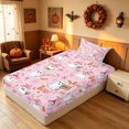 thumbnail image 3 of Homewish Halloween Ghost Witch Twin Sheets for Girls, Spider Web Pumpkin Candy Bedding, Light Pink Orange, 3 Pieces (1 Flat Sheet, 1 Fitted Sheet and 1 Pillowcase), 3 of 4