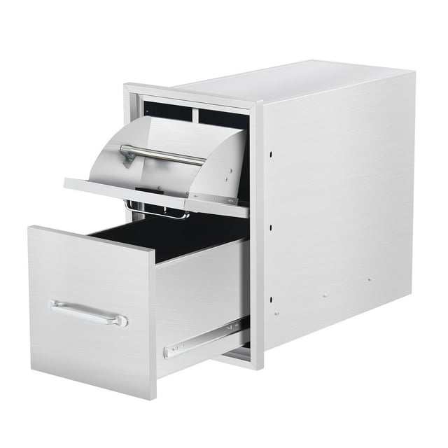 Yiwa Weather-Resistant 304 Stainless Steel BBQ Drawer with Paper Towel Rack for Garden Outdoor Kitchens