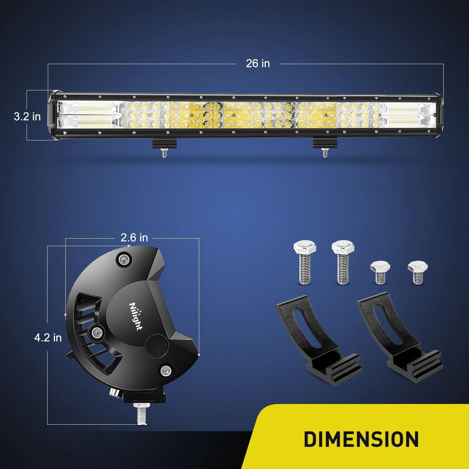 Nilight LED Light Bar 26inch 360W Flood Spot Combo Triple RoW Driving Lamp Roof Bumper off Road LED Work Lights Pods for Van Camper Wagon Car Pickup Golf Cart ATV UTV SUV Truck Boat 4x4