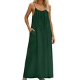 thumbnail image 2 of TAGOLD Womens Sleeveless Round-Neck Ankle Dress Solid Color Backless Strap Pocket Loungewear Summer, 2 of 5