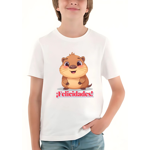 Playera Infantil Unisex Capibara Bebé Feliz Cumpleaños