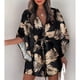 thumbnail image 1 of Summer Boho Mini Dress Women Flora Print Batwing Sleeve Lace-Up V Neck Loose Button Dresses Ladies Beach Party Dress VestidoM Gao Jinjia LED, 1 of 2