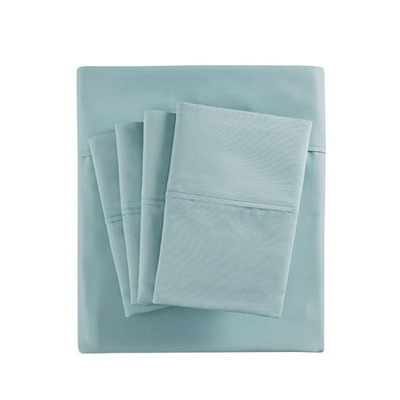Comfort Classics 800 Thread Count Cotton Polyester Blend Sateen Fitted Sheets, Blue, Queen