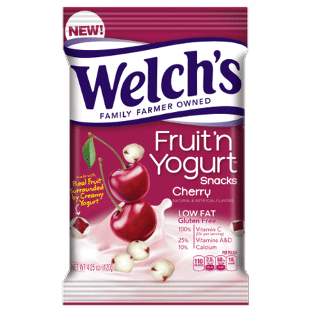 - Welch's Gluten Free, Low Fat, 100% Vitamin C Cherry Fruit 'n Yogurt Snacks 4.25 oz--Pack of 12