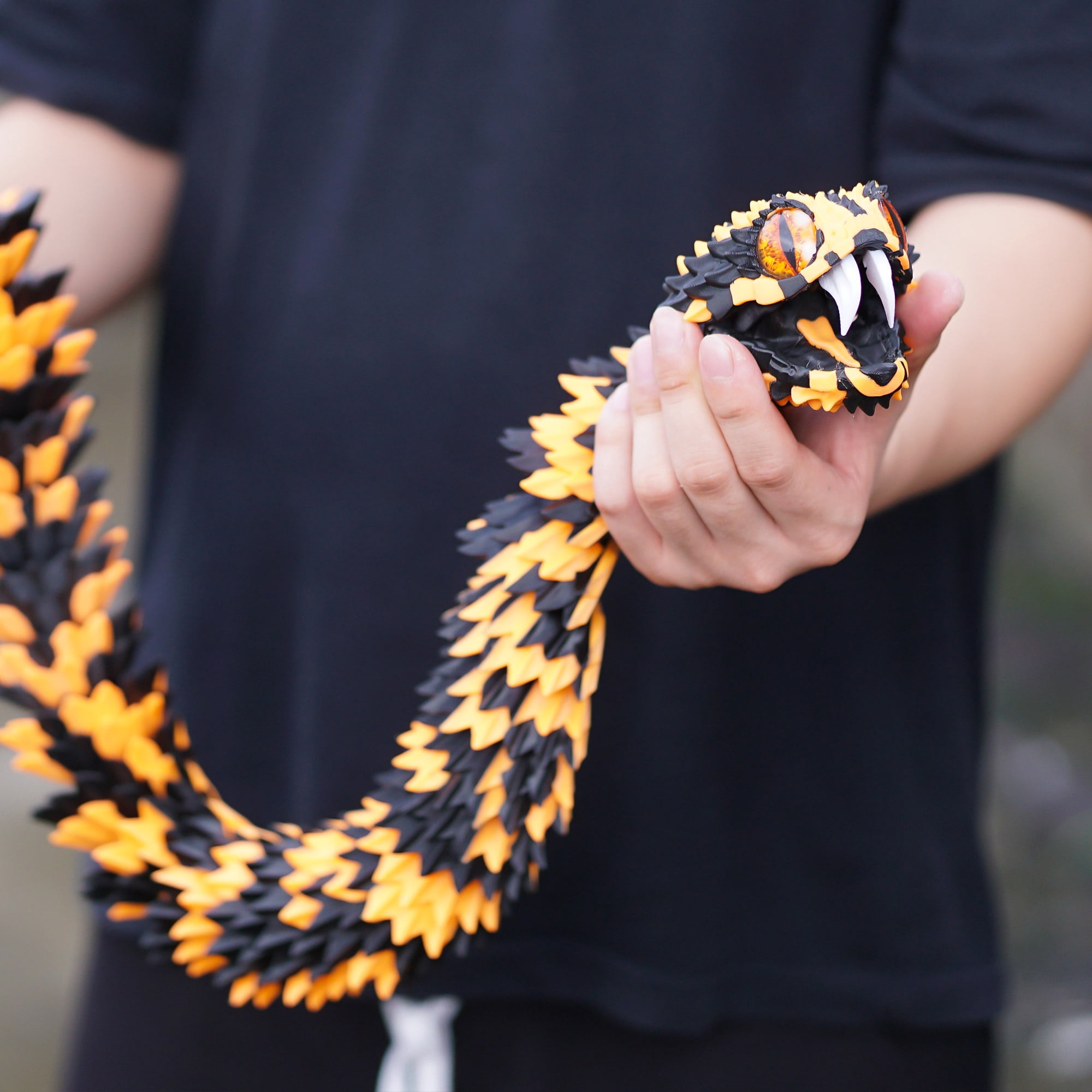 47.5inch 3D Printed snake,Flexible Joint Animal lacertid Figurines,Realistic Eyes, Home Office Decor,Fidget Toy for Adults Teens Boy Festival Gifts