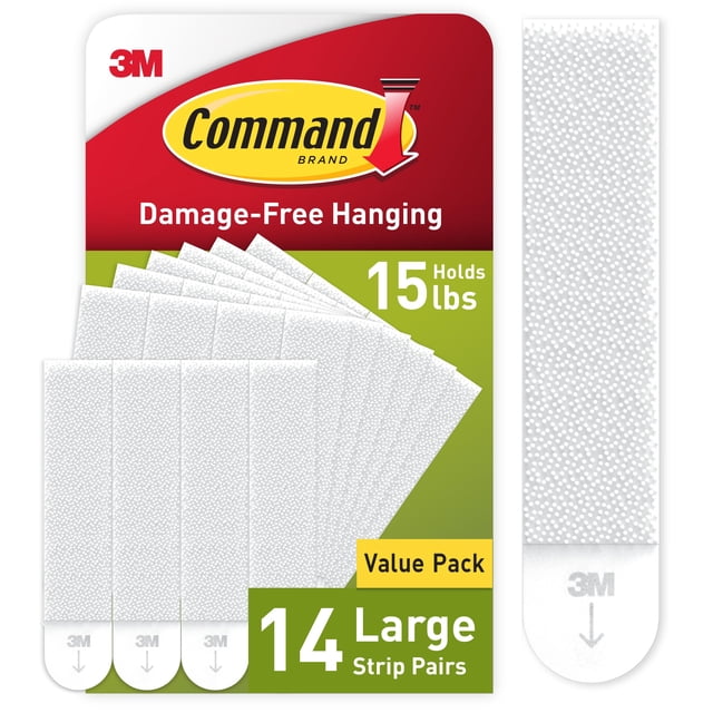 Tiras para colgar cuadros Command, 6,8 kg, 14 pares, color blanco