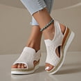 thumbnail image 2 of Rokment Womens Platform Wedge Gladiator Sandals Stylish Comfortable Elastic Mesh Espadrilles Memory Foam Chunky High Heels Athletic Slip on Walking Summer Shoes White Size 6.5, 2 of 6