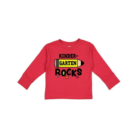 

Inktastic Kindergarten Rocks with Pencil and Stars Gift Toddler Boy or Toddler Girl Long Sleeve T-Shirt
