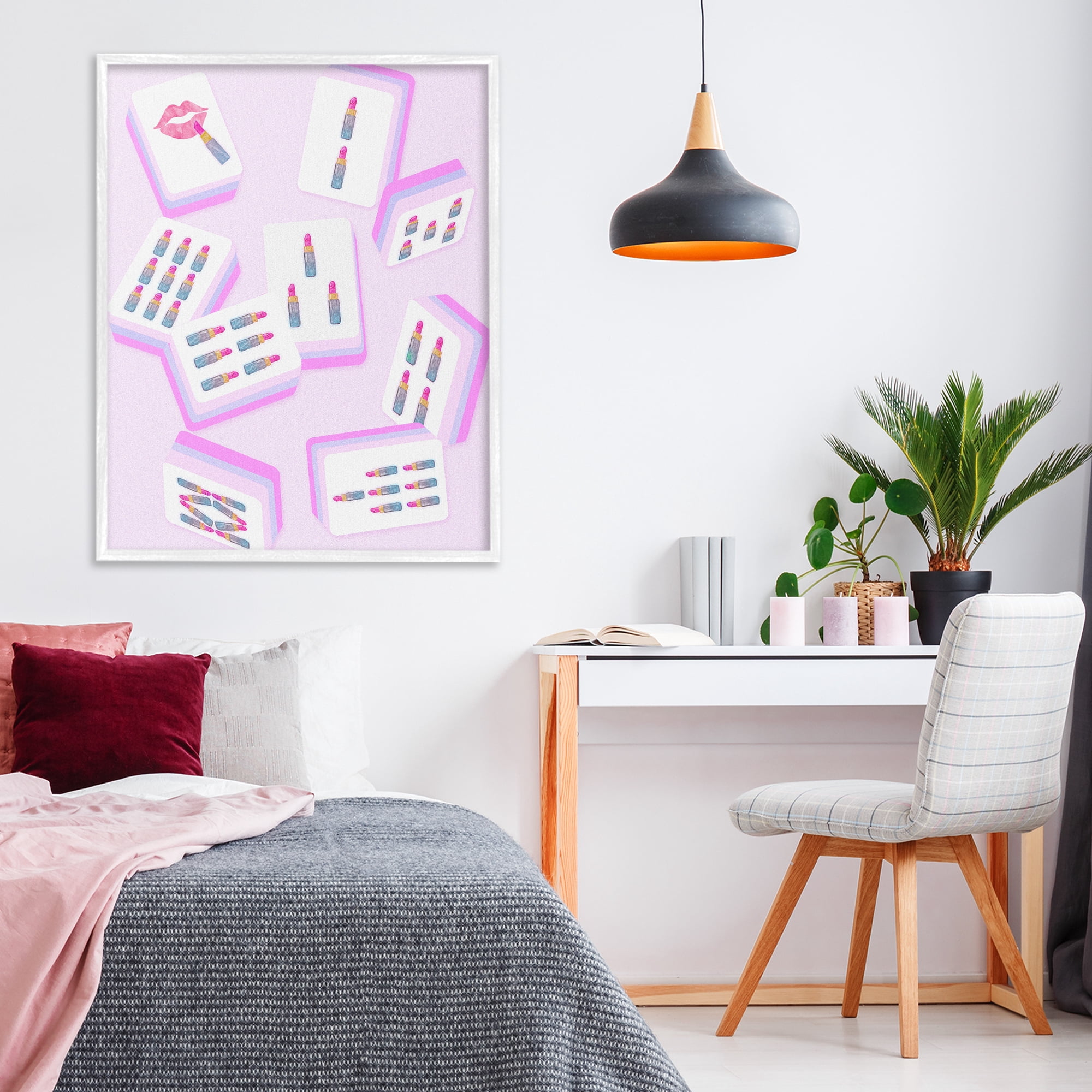 Stupell Industries Glam Lipstick Mahjong Tiles White Framed Giclee Art, design by Ziwei Li