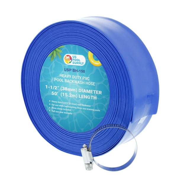 U.S. Pool Supply 11/2" x 50' Heavy Duty Blue PVC Swimming Pool