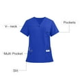 thumbnail image 4 of LADIGASU Men's Solid Color V-neck Pocket Caregiver Short Sleeved Nurse Uniform Blouses, 4 of 5
