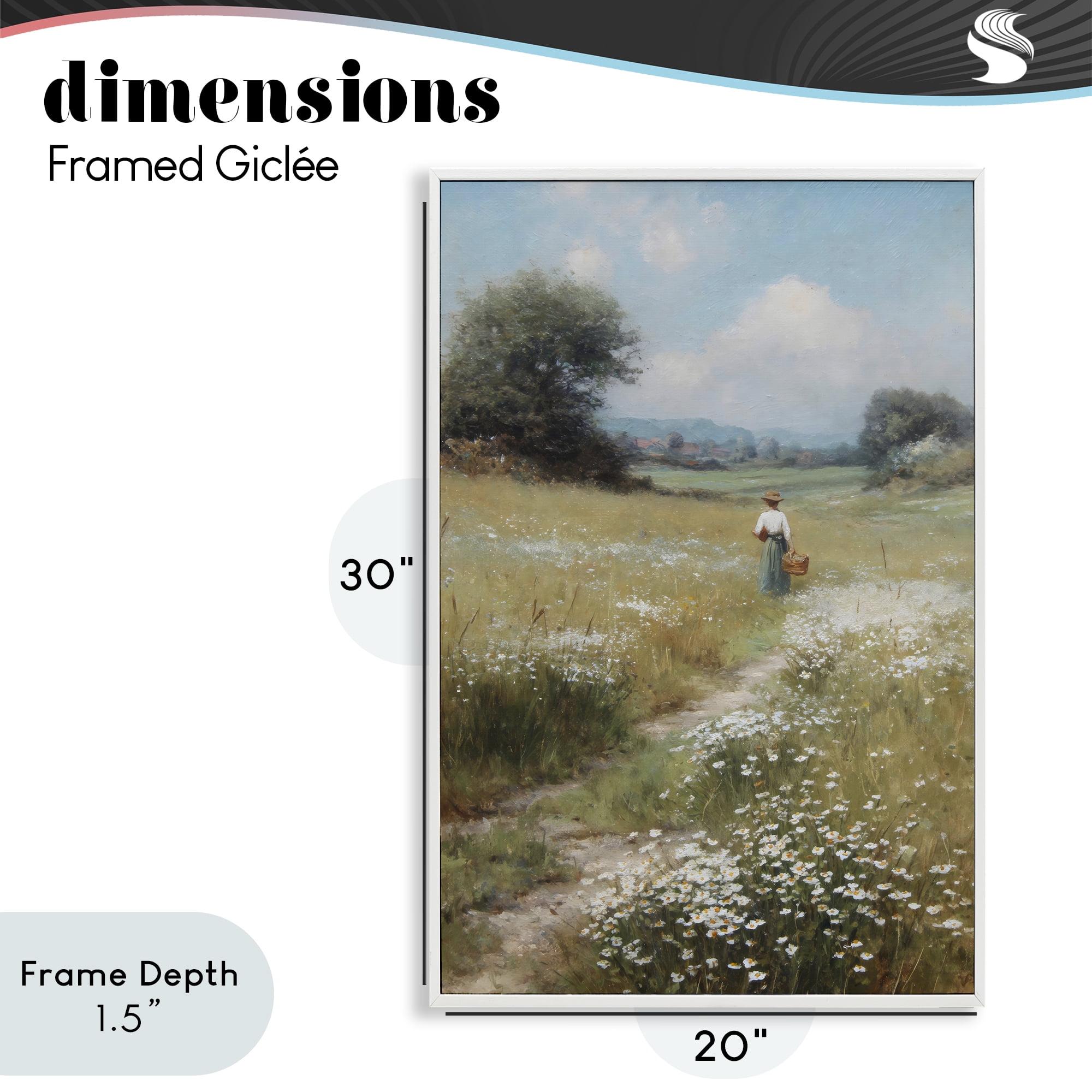 Stupell Industries Flower Gazing in Summer Meadow White Framed Giclee Art, design by Petal Prints Design