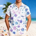 thumbnail image 1 of Ceisia Men's Relaxed Fit Watercolor Seashell Marine Print Turndown Collar Short Sleeve Casual Shirt Gifts, 1 of 4