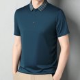 thumbnail image 2 of Wyobmus Mens Short Sleeve Turndown Collar T-Shirts Casual Solid 3 Button Up Pullover Tops,Size M-2XL A-Navy, 2 of 9