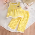 thumbnail image 2 of UAYOTSE Toddler Girl Clothes Baby Summer Outfits Gingham Ruffle Sleeveless Vest Shirt Tank Tops Pants Set 1T 2T 3T 4T 5T 6T,Sizes 2-3 Years, 2 of 9