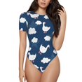 thumbnail image 1 of Balery Cute Goose On Blue Sky Body de cuello redondo de manga corta para mujer Tops de manga corta Tops básicos-XX-Large, 1 of 7
