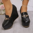 thumbnail image 2 of SASCFOF Womens Platform Heels Loafers Chunky High Heel Closed Toe Metal Buckle Shoes Penny Loafer Business Dress Work Pumps, 2 of 6