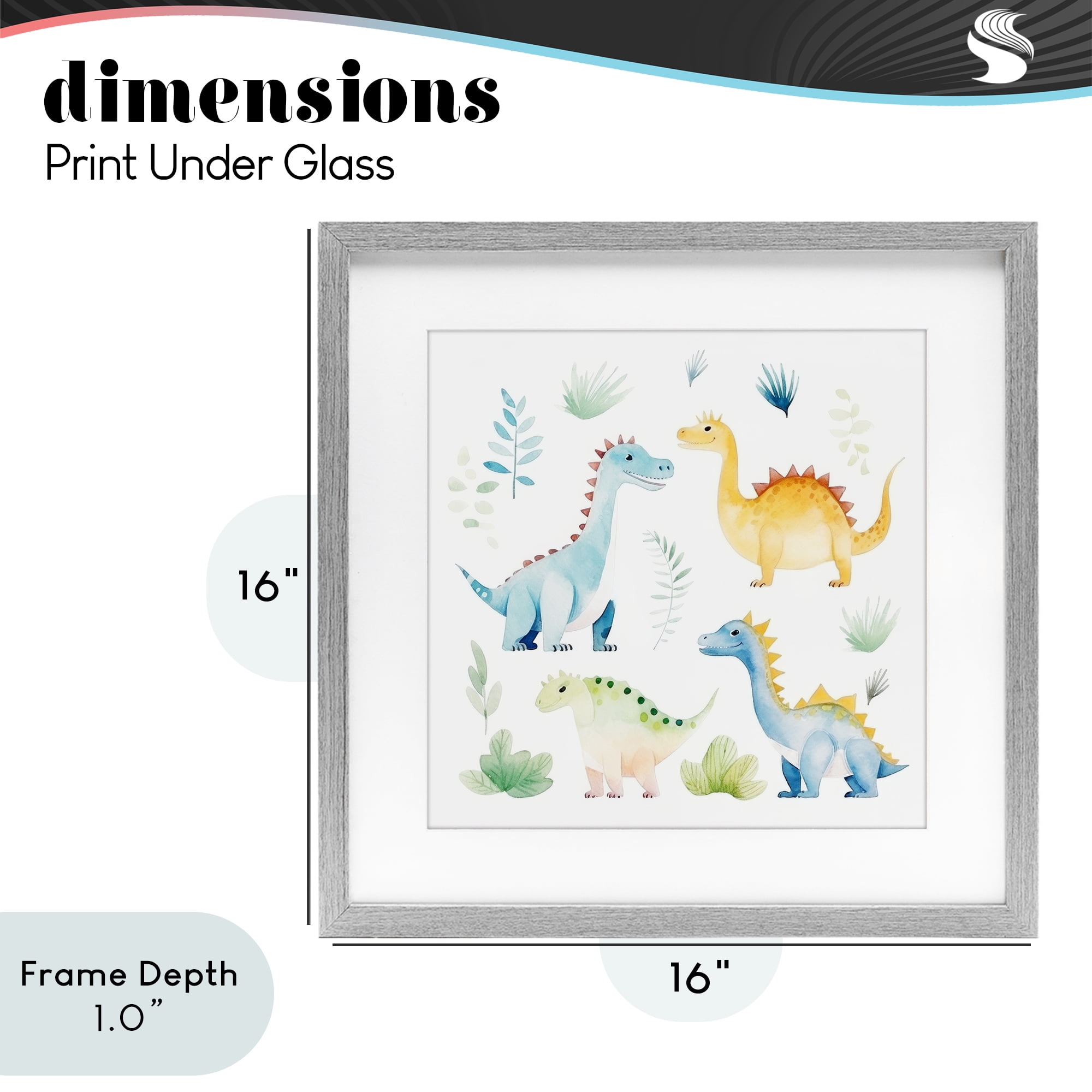 Stupell Industries Playful Dinosaur Wonderland Gray Framed Print Under Glass, design by Lazar Studio