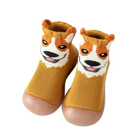 

FhsagQ Girls Shoes Size 12 Little Kid Baby First Walking Sock Shoes Toddler Boys Girls Cartoon Slipper Cotton Breathable Lightwewight Non Shoes Girls Shoes Size 6.5 Big Kid Yellow 19