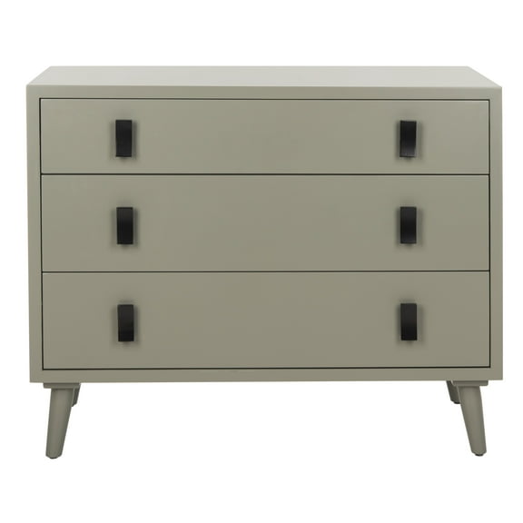 SAFAVIEH Blaize Solid Classic 3 Drawer Chest Dresser, Dark Grey/Black