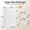 thumbnail image 5 of GALAXHERO 5 Drawer Dresser for Bedroom, Retro Wood Chest of Drawers, Tall Dresser with Round Metal Handle for Living Room, Hallway, Closet, White, 5 of 10