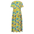 thumbnail image 5 of Viikei Womens Summer Dresses Plus Size,Women's Slim-Fit Short Sleeve Dress,Women's Flower Printing Casual Short Sleeve Crewneck Dress Casual Flowy Tiered Maxi Beach Dress Yellow M, 5 of 6