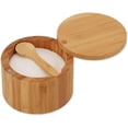 thumbnail image 1 of Salero Bambú con Tapa Giratoria y Cierre Magnético para Fácil Apertura y Cierre, Tarro Especias, Caja Almacenamiento, Guardar Sal, Pimienta, Azúcar y Hierbas, Caja Pequeña para Especias (con Cuchara), 1 of 4