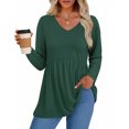 thumbnail image 2 of UVN Fall Blouses for Women Long Sleeve V Neck Peplum Tunic Tops Casual Babydoll Flowy T Shirts, 2 of 7