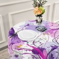 thumbnail image 6 of 60 Inch Round Tablecloth with White Lace Trim Fall Table Cover for Elegant Dining Decor Purple Butterfly with Swirls, 6 of 8