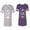 Men Heather / Women Purple, variant on King Queen White Pentagon Unisex Couple Matching Cotton Jersey style T-Shirt Contrasting stripes on sleeves (Men Heather / Women Black) (Men S / Women S)