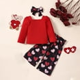 thumbnail image 3 of Owordtank Toddler Girl Clothes,Girls Fashion Clothes Puff Sleeves Shirt Pants Headband 3Pcs Girls Gifts Sets, 3 of 7