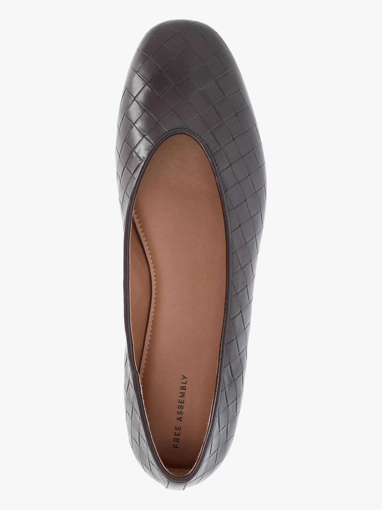 Free Assembly Women's Faux Leather Basketweave Textured Flats, Sizes 6-11