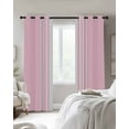 thumbnail image 3 of Simple Pink Stripes Blackout Curtains 63 Inches Length, Modern Abstract White Lines Art Window Treatment Thermal Insulated Drapes for Bedroom Living Room 2 Panels 84x63 Inches, 3 of 8