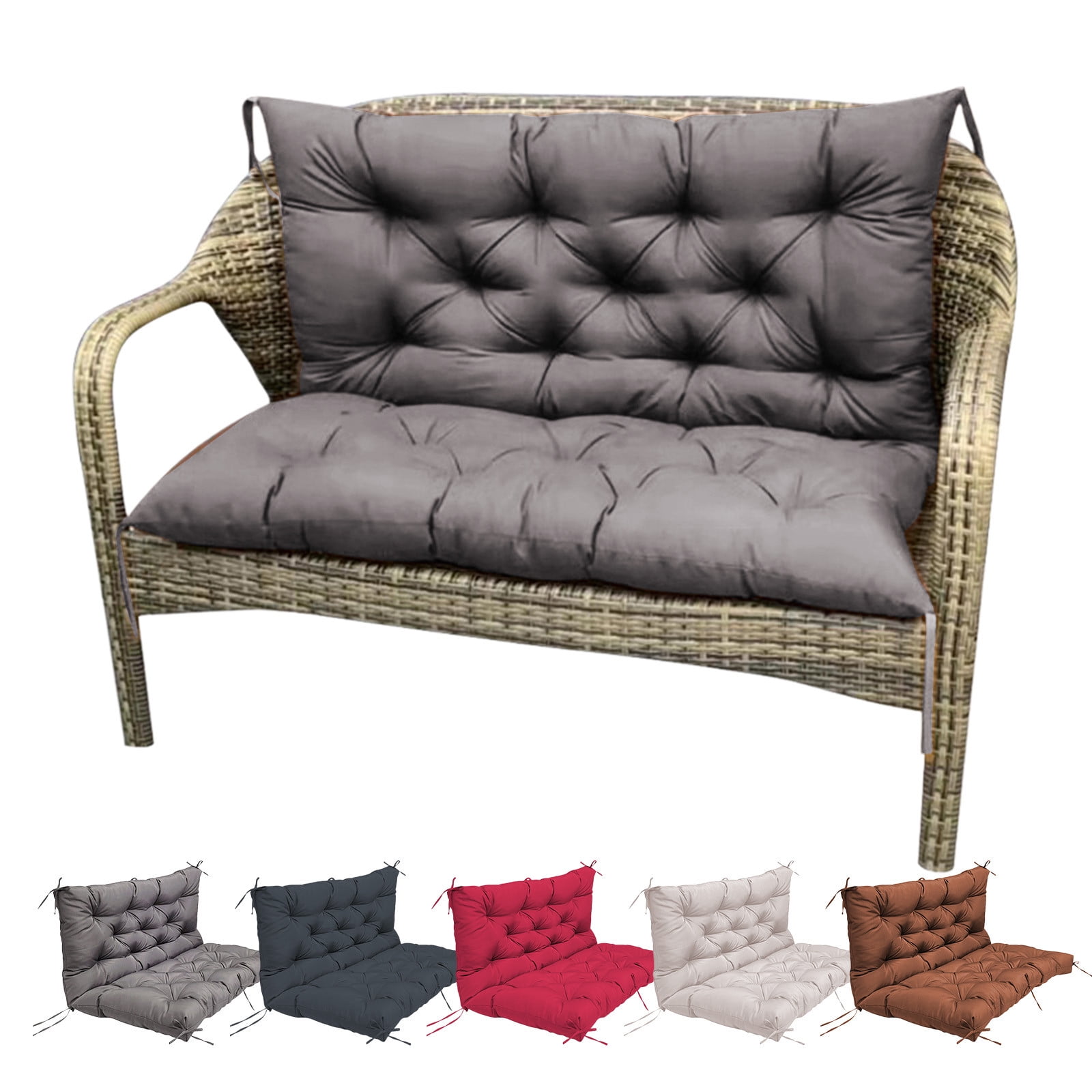 Porch Swing Cushion with Backrest, Outdoor Bench Cushion 2-3 Seater Waterproof Thicken Swing Replacement Cushions,for Garden Recliner Patio Furniture Cushion(Red,39.37x39.37x3.14 in)